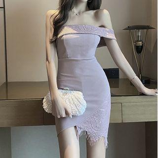 Strapless Lace Panel Mini Dress