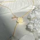 Flower Pendant Alloy Necklace My30897 - White Rose - Gold - One Size
