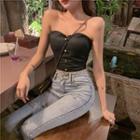 Faux Pearl Tube Top Black - One Size
