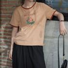 Printed Short-sleeve T-shirt Tangerine - One Size
