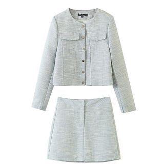 Single-breasted Blazer / Mini A-line Skirt / Set