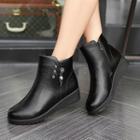 Faux Leather Zipped Platform Ankle Boots