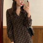 Peter Pan Collar V-neck Plaid Dress