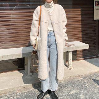Button-up Fleece Long Coat