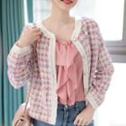 Faux-pearl Buttoned Tweed Jacket Pink - One Size