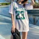 Set: Tankini Top + Shorts + Lettering Mesh T-shirt