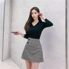 V-neck Tube-hem Knit Top