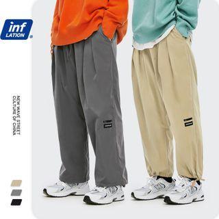 Tie-hem Straight-cut Jogger Pants