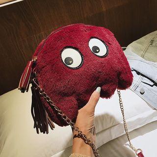 Eye Accent Fleece Crossbody Bag