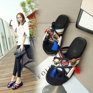 Platform Tasseled Slide Sandals