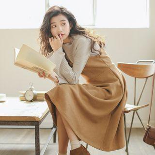 Midi A-line Overall Dress / Long-sleeve Top