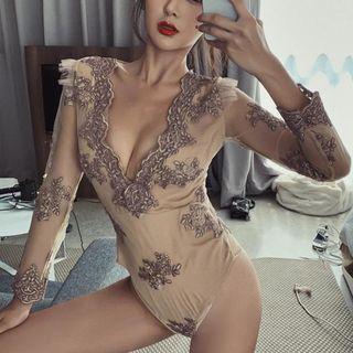 Embroidered Lace Swimsuit