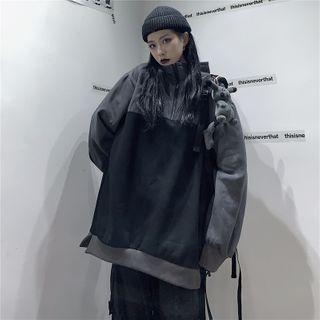 Two-tone Oversize Pullover Dark Gray - One Size