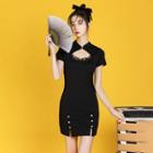 Short-sleeve Cut-out Mini Qipao