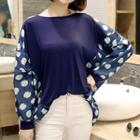 Dotted Panel Long Sleeve T-shirt