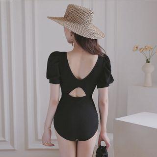 Puff-sleeve Cutout Swimdress