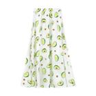 Avocado Print A-line Midi Skirt