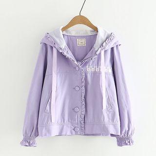 Frilled Trim Rabbit Ear Hooded Jacket