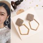 Houndstooth Square Geometric Alloy Hoop Dangle Earring