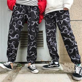 Handcuff Patterned Tapered Pants