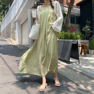 Spaghetti-strap Flare Long Dress
