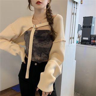 Long-sleeve Plain Cropped Top / Tie Dye Tube Top