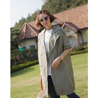 Epaulet Elbow-sleeve Single-breasted Coat