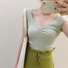 Cap Sleeve V-neck Knit Top