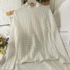 Heart-print Stand-collar Lace Top