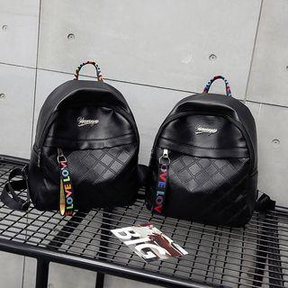 Faux Leather Lettering Strap Backpack