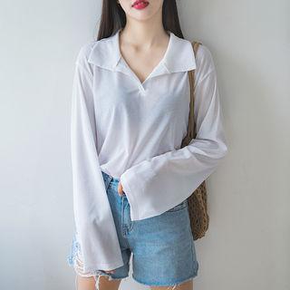 Long-sleeve Sheer Polo Shirt