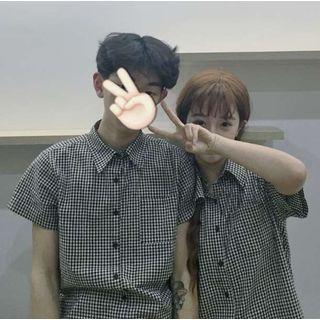 Gingham Short-sleeve Blouse