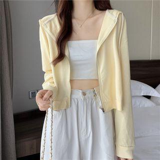 Long-sleeve Sheer Zip-up Hoodie