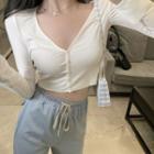 Long-sleeve Knit Top / High-waist Drawstring Pants