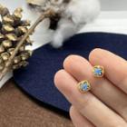 Floral Stud Earring 1 Pair - Earrings - Silver Pin - Blue - One Size