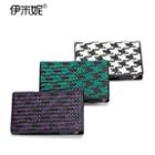 Genuine Leather Houndstooth Woven Wallet