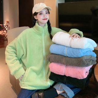 High-neck Zip Wool Coat