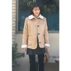 Collared Buttoned Faux-shearling Jacket