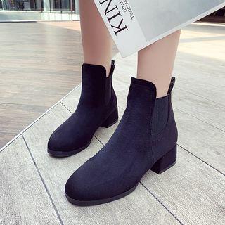 Faux Suede Block Heel Chelsea Boots