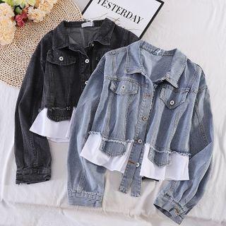 Long-sleeve Denim Panel Shirt Jacket