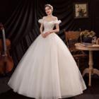 Off-shoulder Mesh Ball Evening Gown