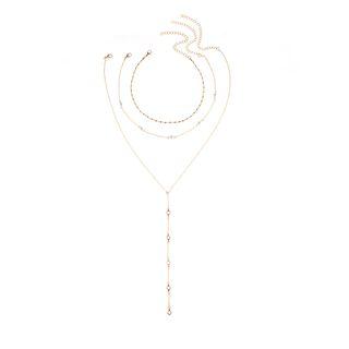Set: Faux Pearl / Alloy Choker Necklace X0104 - Gold - One Size