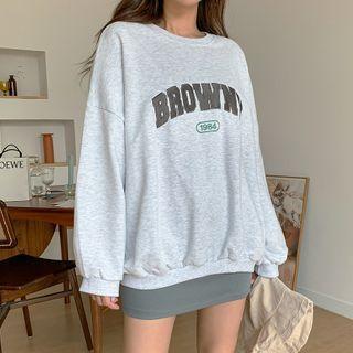 Drop[-shoulder Letter Embroidered Pullover