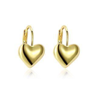 Simple Romantic Plated Gold Heart Stud Earrings Golden - One Size