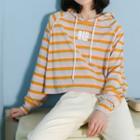 Striped Long-sleeve Hooded T-shirt As Shown In Figure - One Size