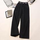 Letter-waistband Wide-leg Jeans