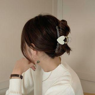 Heart Resin Alloy Hair Clamp Off-white - One Size