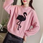 Flamingo Embroidered Lettering Pullover