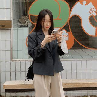 Single-breasted Cropped Linen Blend Jacket