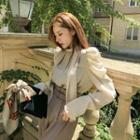 Scarf-neck Puff-shoulder Blouse